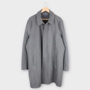 Lands' End Men's Gray Wool Blend Overcoat Cashmere Blend Long Size LT